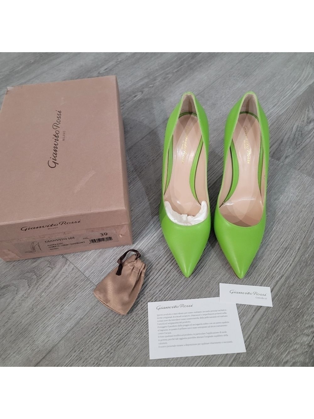 Rare GIANVITO ROSSI 105 Kiwi Leather Pumps - Picture 3 of 16